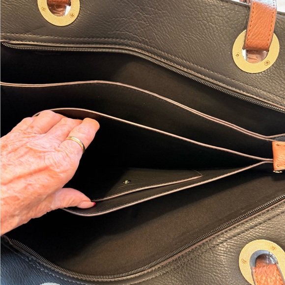 Tabatha Bag Pleather Tote With Many Individual Compartments Black and Brown NWT - Picture 3 of 9